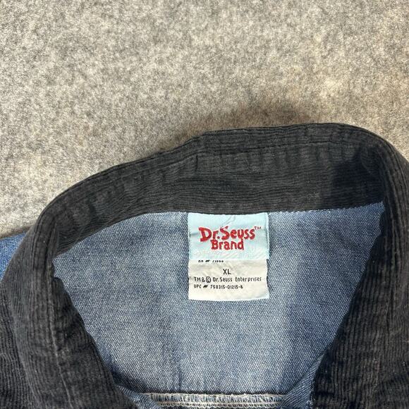 Vintage Dr. Seuss The Grinch Embroidered Denim Button Down Shirt XL Corduroy - Picture 6 of 9